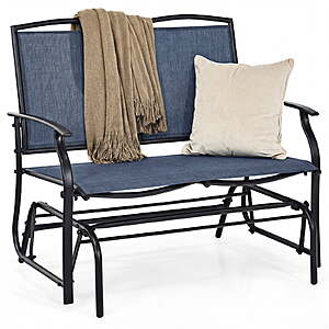 $62.29: Costway Patio Glider Rocking Bench Double 2 Person Chair Loveseat Garden Gray Blue at Walmart.com