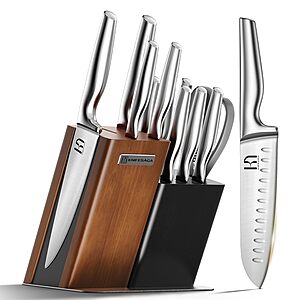 KnifeSaga 13-Piece Kitchen Knife Set with Block, Stainless Steel Set $69.59