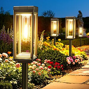 Tall Solar Lights Outdoor, 8 Pack Bright Pathway Lights Solar Powered $29.99