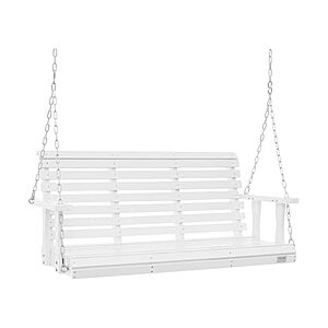 VEVOR 4.5 ft Wooden Porch Swing 880 lbs Load Capacity(White) $79.99 + Free S&H w/ Prime at Woot!