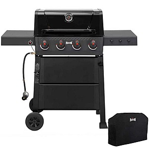 FEASTO 4-Burner Propane Gas Grill with 2 Side Tables & Cover, Black $217.65 + Free S&H at HomeDepot
