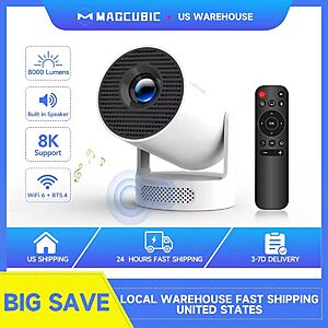 Magcubic HY300 Pro+ 8000Lumens 720P Android 14 Portable Projector White $28.1 + Free Shipping
