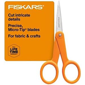 [AC] $9.59* | Fiskars 5" Orange-Handled Micro-Tip Fabric Scissors, No. 5 at Amazon