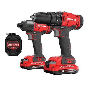 $79: CRAFTSMAN V20 20-volt Max 2-Tool Power Tool Combo Kit with Soft Case (2-Batteries & Charger Included) | CMCK200C2 at Lowe's