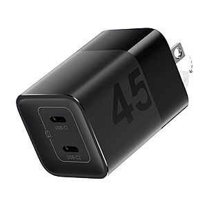 wegear 45W 2-Port GaN USB-C Wall Charger w/ PPS & Foldable Prongs (Black) $8.99 + Free Shipping w/ Prime or on $35+