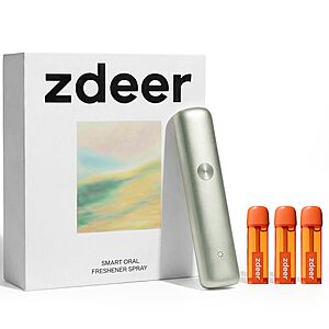 ZDEER PW13 Rechargeable Electric Probiotic Mouth Spray, Alcohol-Free for Fresh Breath & Dry Mouth, 3 Flavor Cartridges $20.39