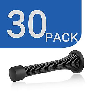 HOMOTEK 30 Pack Black Spring Door Stops,3-1/8" Heavy Duty Door Stop - Flexible Spring Door Stopper with Low Mounted Black Rubber Bumper Tips $18