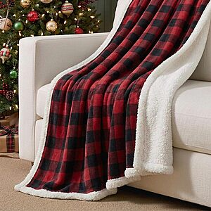 50" x 60" Eddie Bauer Reversible Sherpa & Fleece Throw Blanket (Cabin Plaid Red) $7.99 + Free Shipping w/ Prime or on $35+