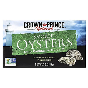 Crown Prince Natural, Smoked Oysters In Olive Oil, 3 oz (30%+ off) $2.75