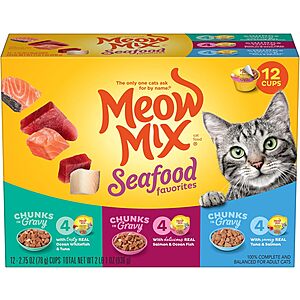 12-Pack Meow Mix Market Selects Seafood Favorites Wet Cat Food Variety Pack 2.75-Oz $4.43 ($0.36 Each) w/ S&S + Free Shipping w/ Prime or on $35+