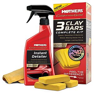 $20.47 S&S Auto Detailing Mothers California Gold 3 Clay Bar Complete Kit, 3 80-gram Clay Bars, 07240  AMAZON