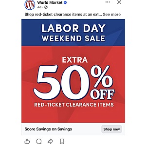 World Market: Extra 50% off clearance