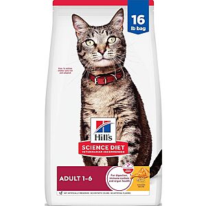 16 Pound Bag Hill's Science Diet Adult 1-6 Dry Cat Food - Chicken - $41.59 AC & S&S - Amazon (YMMV)