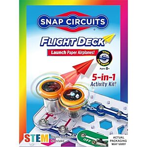 [AC] $14.99 | SNAP CIRCUITS Flight Deck STEM Toy, Paper Airplane Launcher, Ages 8+ at Amazon