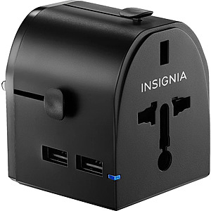 [Open-Box Excellent] Insignia All-in-One Travel Adapter w/ 2x USB Ports $4.99 + Free Store Pickup