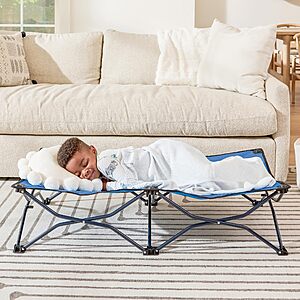 Regalo My Cot Portable Toddler Bed, Foldable Kids Travel Bed & Camping Cot, Lightweight Sleeping Cot for Toddlers, Indoor/Outdoor, 46.5” x 24.5” x 9”, Royal Blue $19.98