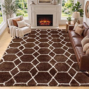 5'x7' ONASAR Fluffy Geometric Area Rug (Brown & White or Pink & Grey) $21.49 + Free Shipping w/ Prime or on $35+