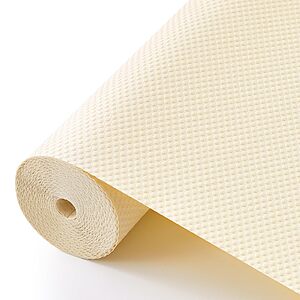 ALIUNI 100% EVA Shelf Liner Waterproof Non Adhesive, 12" x 120", Cream $7 + Free Shipping