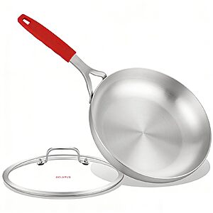 12.2" DELARLO Tri-Ply Stainless Steel Frying Pan w/ Lid $19.99 + Free Shipping w/ Prime or on $35+