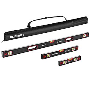 ARROW 3-Piece Spirit Level Set Included 9"/16"/48" Level with Carrying Bag $52.49 at Amazon