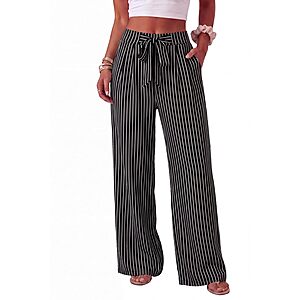Lepunuo Women's Paperbag High Tie Waist Wide Leg Pants w/ Pockets (Various) $7.99 + Free Shipping w/ Prime or on $35+