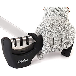 3-Stage Knife Sharpener Helps Repair, Restore, Polish Blades and Cut-Resistant Glove