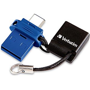 Verbatim 128GB Store 'n' Go Dual USB 3.2 Flash Drive, USB-C/USB-A $23.58