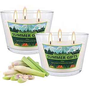 2-Pack 14-Oz Wfmolcand Citronella 3-Wick Soy Wax Candles $8.99 ($4.50/Candle) + Free Shipping w/ Prime or on $35+