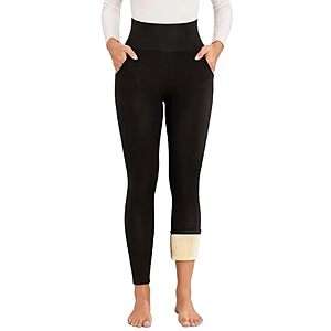 Mincib Women's Fleece Lined High Waist Thermal Leggings w/ Pockets (3 colors) $14.99 + Free Shipping w/ Prime or on $35+