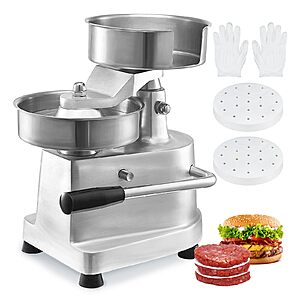 VEVOR Commercial Burger Patty Maker, 150mm/6inch Hamburger Beef Patty Maker, Heavy Duty Food-Grade Stainless Steel Bowl Burger Press Machine, $84.87