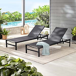 2 pack, Mainstays Dashwood Sling Chaise Lounge, black, $97, FS, Walmart
