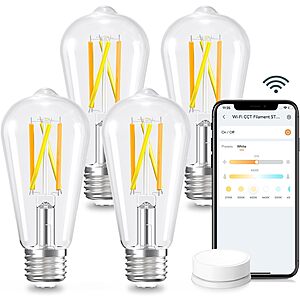 4-Count Linkind ST19 Dimmable Tunable White Smart LED Edison E26 Bulbs w/ Remote (60W Equivalent) $19.99 + Free Shipping w/ Prime or on $35+