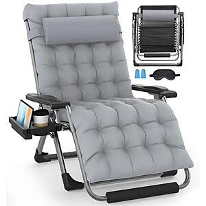 $66.21* | Slendor Oversized Zero Gravity Chairs XXL, 33In Padded Recliner Chair, Grey at Amazon