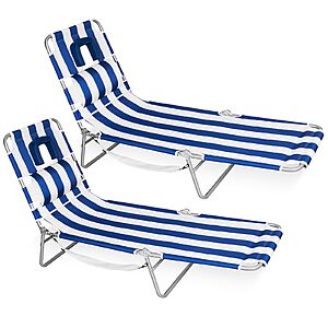 2-Pack Romswi 5-Position Folding Tanning Beach Chair w/ Face Hole $69.99 + Free Shipping