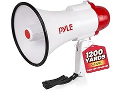 Pyle 30W Megaphone Bullhorn with 800-Yard Range, Built-in Siren, Adjustable Volume Control, Ergonomic Pistol Grip $6