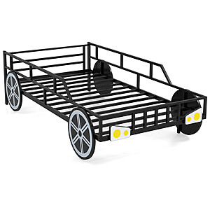 Costway Twin Size Kids Car-Shaped Metal Bed Frame with Safety Guardrails $127.99 + Free Shipping