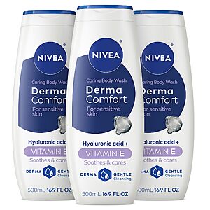 3-Pack 16.9-oz NIVEA Derma Comfort Caring Body Wash 2 for $16.14 ($2.69 each 16.9-Oz) w/ S&S + Free Shipping