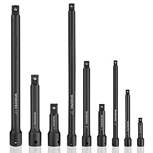 WORKPRO 9PC Impact Socket Driver Extension Bar Set 1/4" 3/8" 1/2 Drive Extension, $11.67, FS, ebay