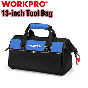 WORKPRO 13-in Tool Bag Wide Mouth Tool Tote Bag Inside Pockets Tool Storage Case, $12.95, FS, ebay