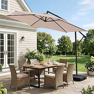 Autlaycil 10 FT Cantilever Patio Umbrella with Base Beige $59.96 + Free S&H at Walmart