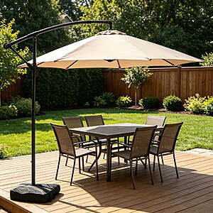 $62.70: Ainfox 10ft Cantilever Offset Patio Umbrella with Sandbags Weighted Base and Cross Base Khaki at Walmart.com