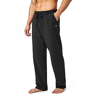 Pudolla Men's Cotton Yoga Sweatpants Athletic Lounge Pants Open Bottom Casual Jersey Pants for Men with Pockets $18.71