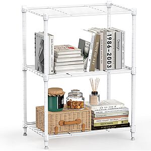 $15.61 M MZG 450 lbs Wire Storage Shelving 3-Tier Utility Shelving Unit Steel Organizer Wire Rack for Home,Kitchen,Office,White (11.8" D x 17.7" W x 26.4" H)