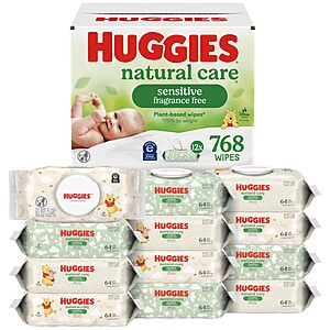Huggies Natural Care Sensitive Baby Wipes - 12 Pack/768 Wipes - $13.79 with 15% Amazon S&S