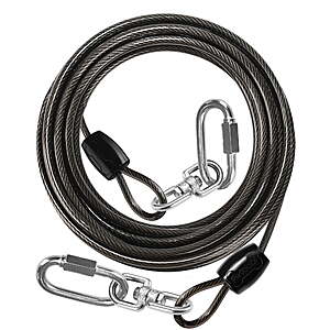$20.32 FS WALMART+ Seller: Petbobi Heavy Duty Dog Tie Out Cable 20ft Extra Strong Wire Cable for Large Dogs up to 300lbs, Black  + More