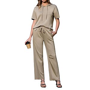 2-Piece Difficort Women's Short Sleeve w/ Hoody Lounge Sweatsuit Set (S-XXL, Various Colors) $11.99 + Free Shipping w/ Prime or on $35+