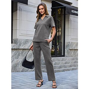 2-Piece Difficort Women's Short Sleeve Lounge Set w/ Wide Leg Pants (S-XXL, Various Colors) $11.99 + Free Shipping w/ Prime or on $35+ $23.99