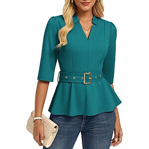 GRACE KARIN Women Business Casual Blouses Peplum Work Tops (Various) from $8.99 + Free Shipping w/ Prime or on $35+