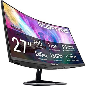 27" Sceptre Curved VA 1920x1080 FHD 240Hz Gaming Monitor w/ Built-In Speakers $118.97 + Free Shipping