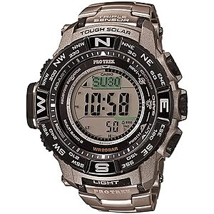 $330* | Casio Men's Pro Trek Atomic-Solar Titanium Band Watch at Amazon